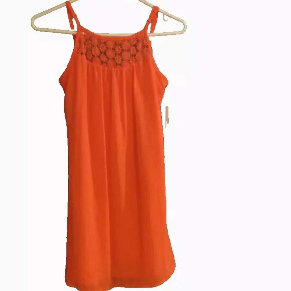 sequin hearts Orange above knee mini dress NWT size small womans teens